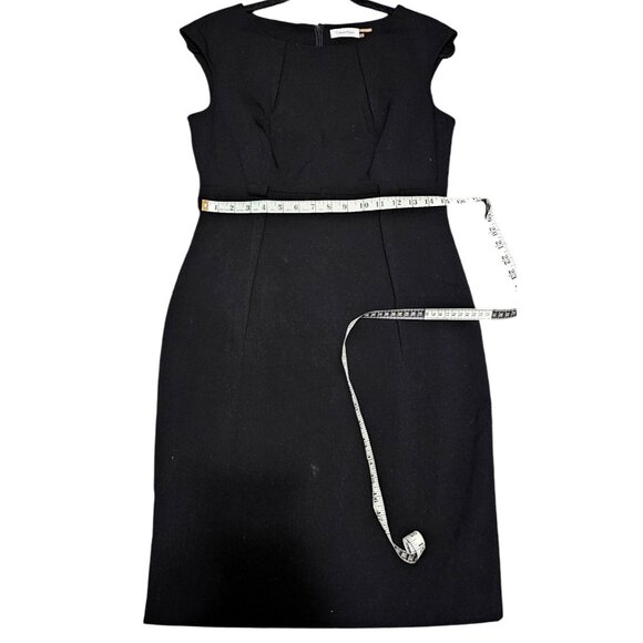 Calvin Klein Black Sleeveless Sheath Dress Size 8 With Back Zipper Closure & Bow - Picture 9 of 10